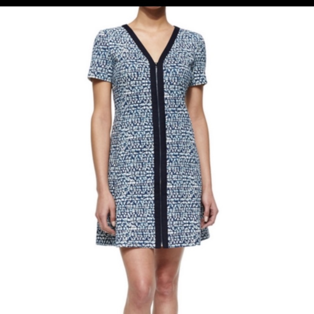 Tory Burch Zip Front Geometric Ponte Dress size M